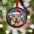 Shar Pei in Santa Hat Suncatcher Decoration